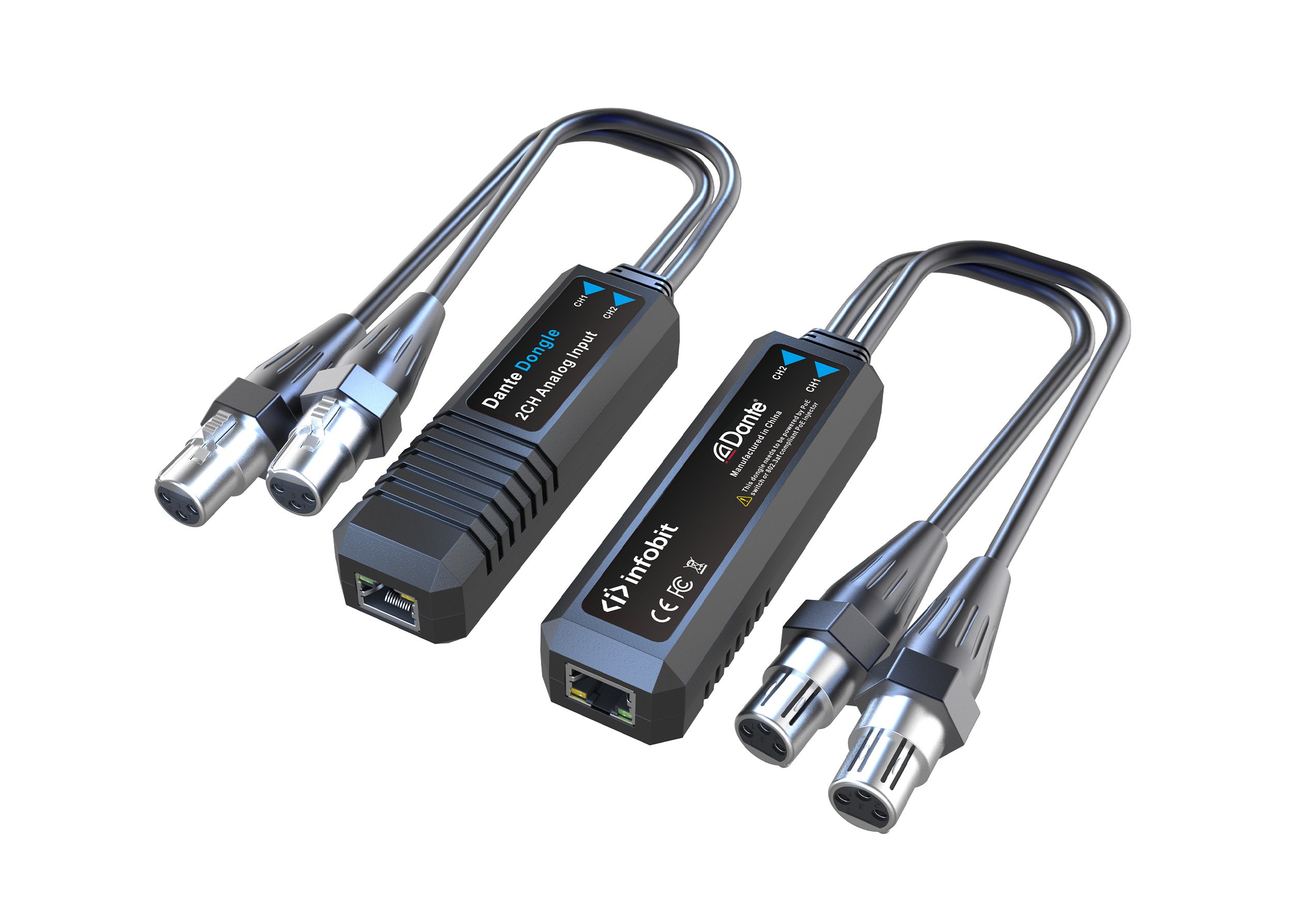 2-канальный аналоговый передатчик XLR для Dante Infobit iTrans DX2-T-22