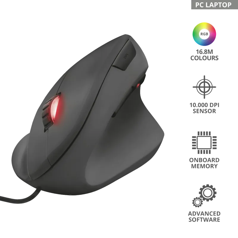 Мышь игровая Trust GXT144 Rexx Ergonomic Vertical черная