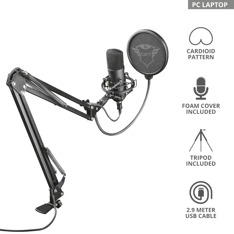 Студийный USB-микрофон Trust GXT 252 EMITA PLUS STREAMING MICROPHONE