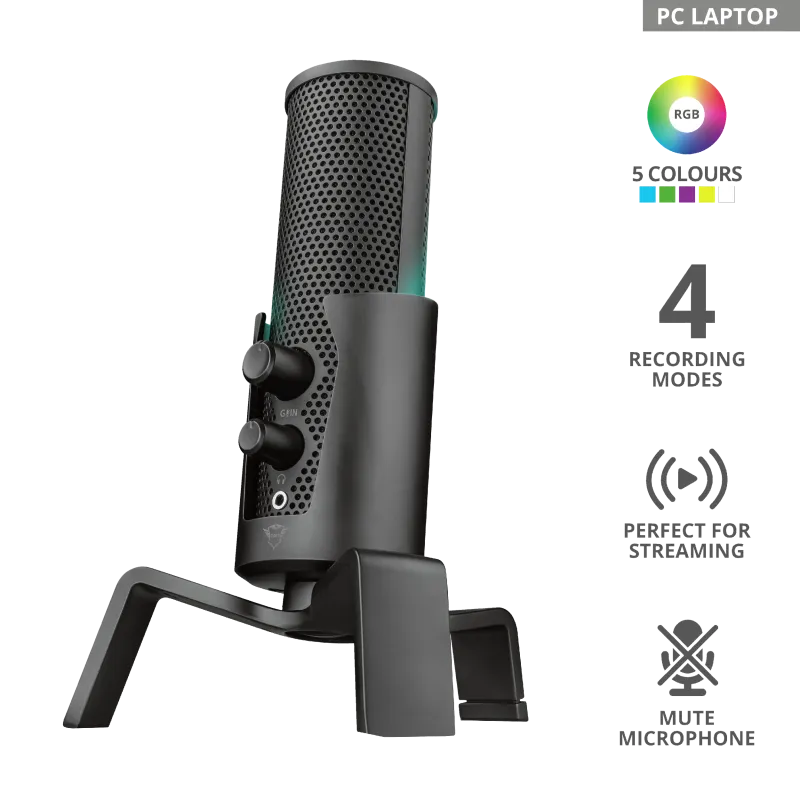 Студийный USB-микрофон Trust GXT 258 Fyru 4 in 1 Streaming