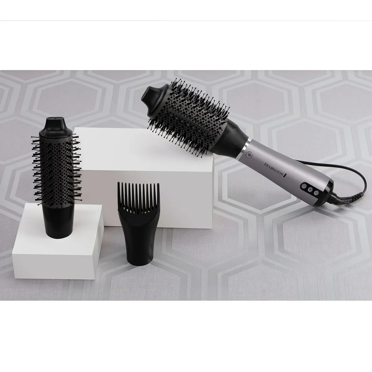 Фен-щетка Remington AS9880 черный/серый