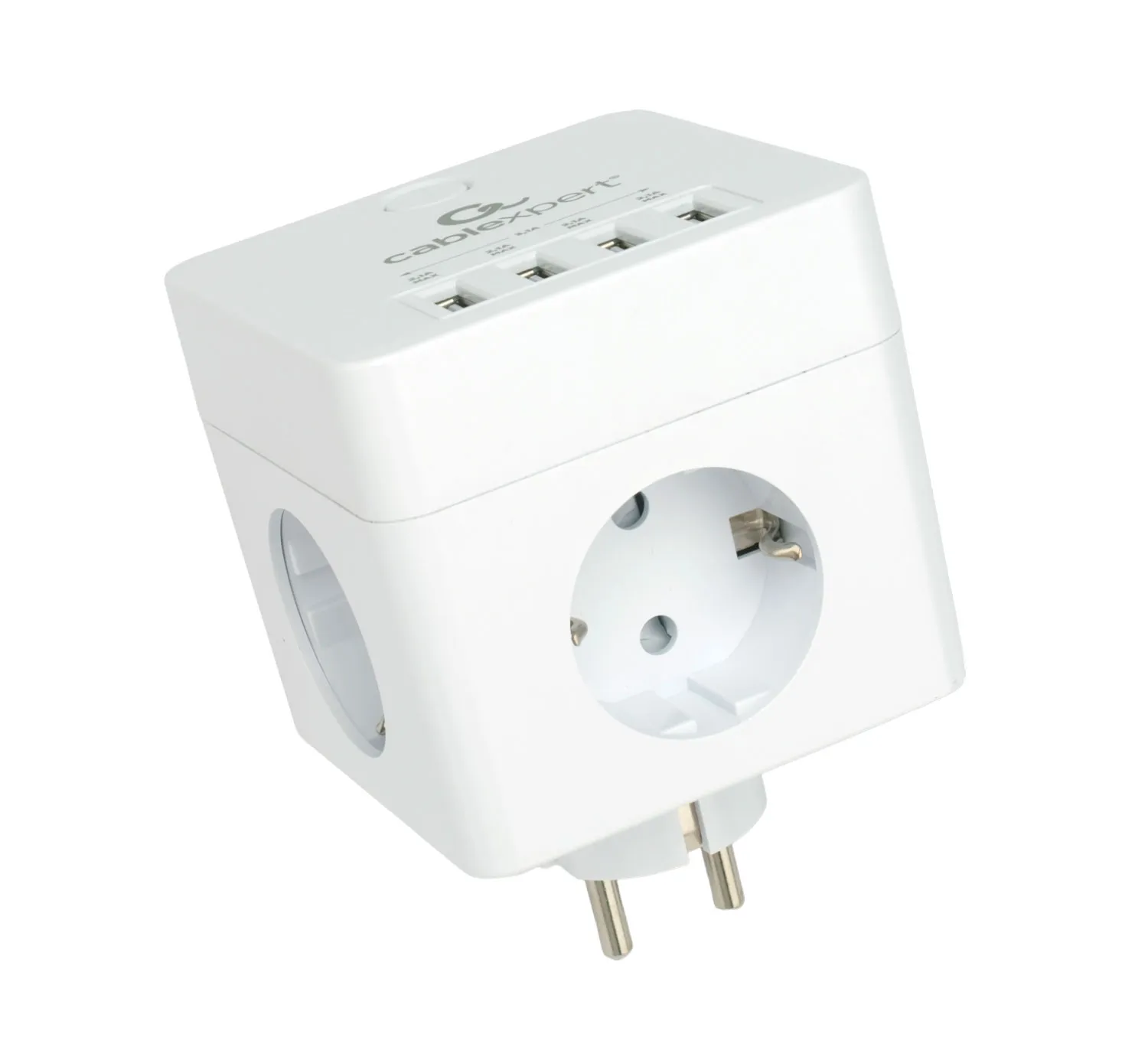Сетевой фильтр Cablexpert Cube CUBE-4-U4-W, 4 р, 16А, 4хUSB, ур.защиты 2+, коробка белый