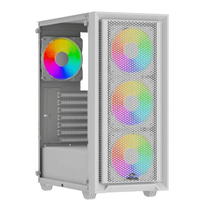 Корпус Wintek Apollo 802-W-M TG, ATX/Micro ATX, USB 1*3.0/2*2.0, HD+Mic, 4*12cm ARGB (контроллер + пульт д/у в комплекте), белый