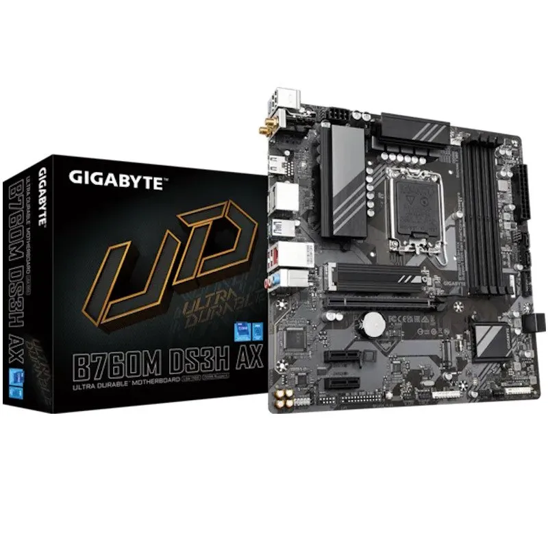 Материнская плата GIGABYTE B760M DS3H AX, LGA1700, B760, 4xDDR5, PCIe4.0, HDMI+2xDP, 2xM.2, mATX