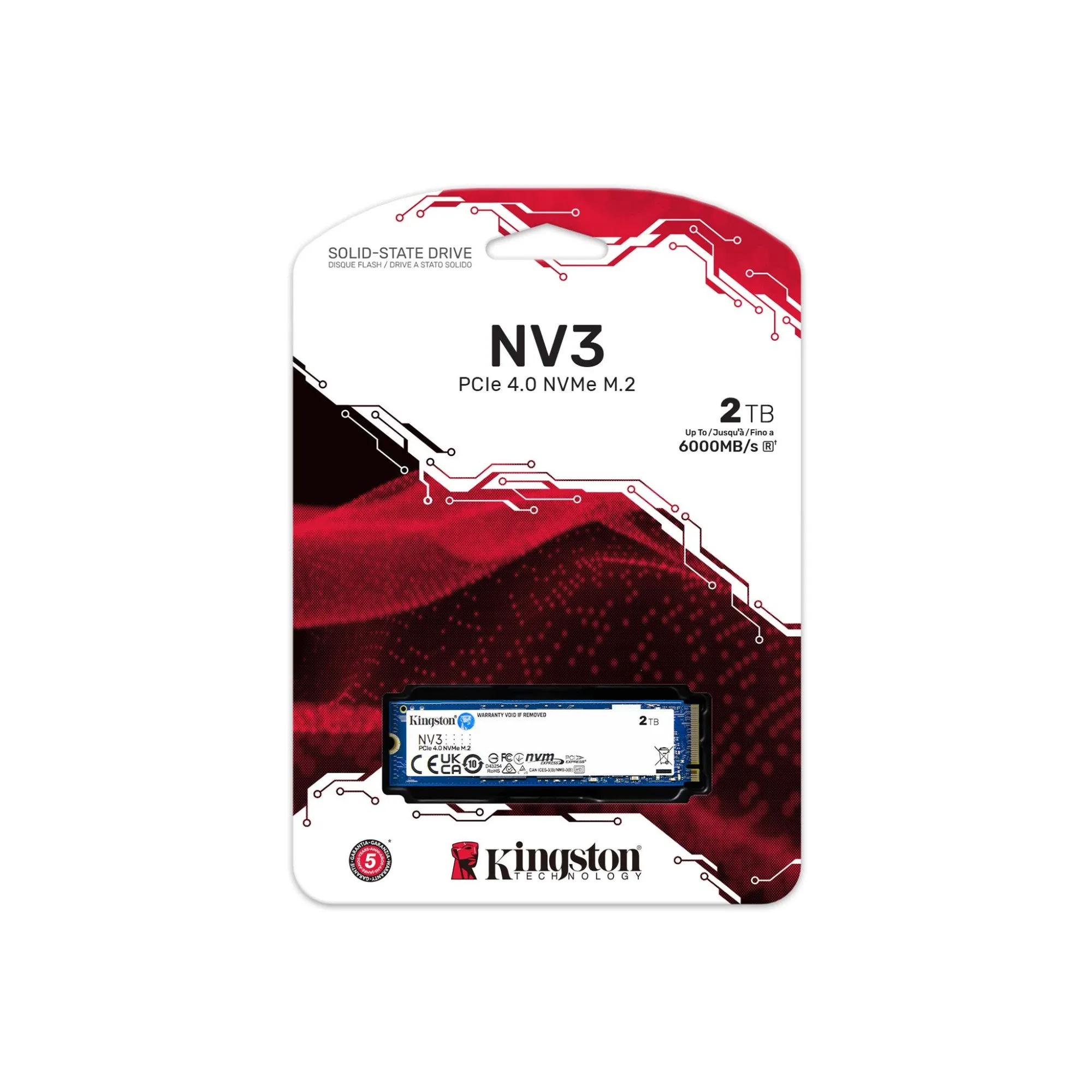 Твердотельный накопитель 2000GB SSD Kingston SNV3S/2000G M.2 2280 Gen4x4 NVMe R6000MB/s W5000MB/s — фото 1