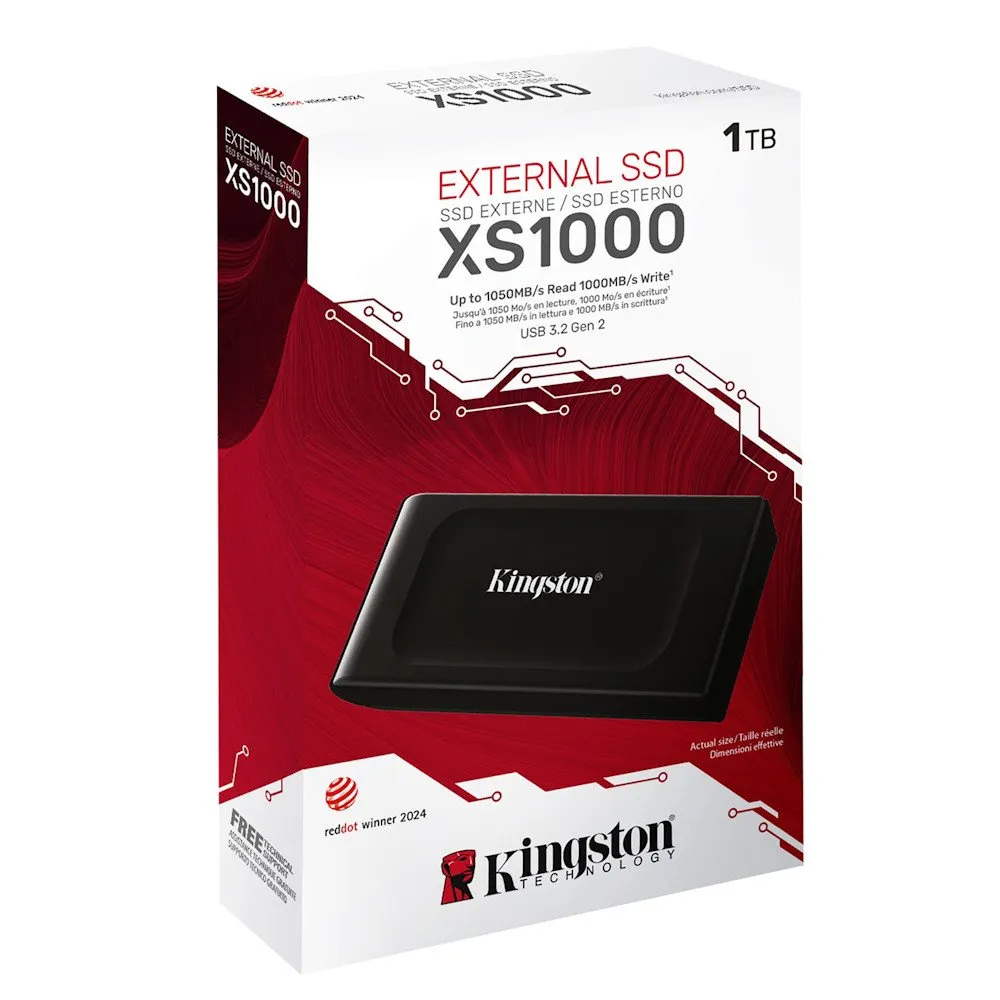 Внешний SSD диск 1Tb, Kingston SXS1000/1000G, USB-A 3.2 Gen2, 1050R/1000W