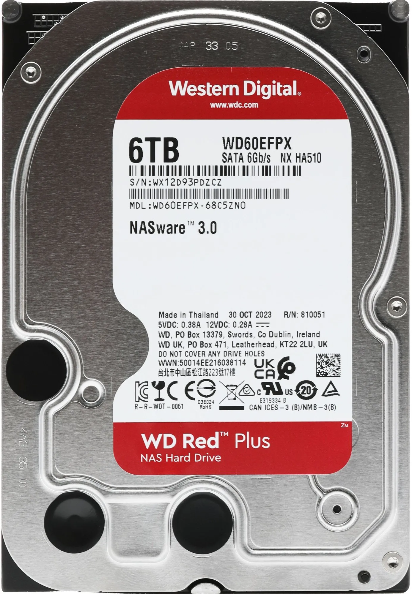 Жесткий диск HDD 6 Tb SATA 6Gb/s Western Digital Red Plus WD60EFPX 3.5” 5640rpm 256MB