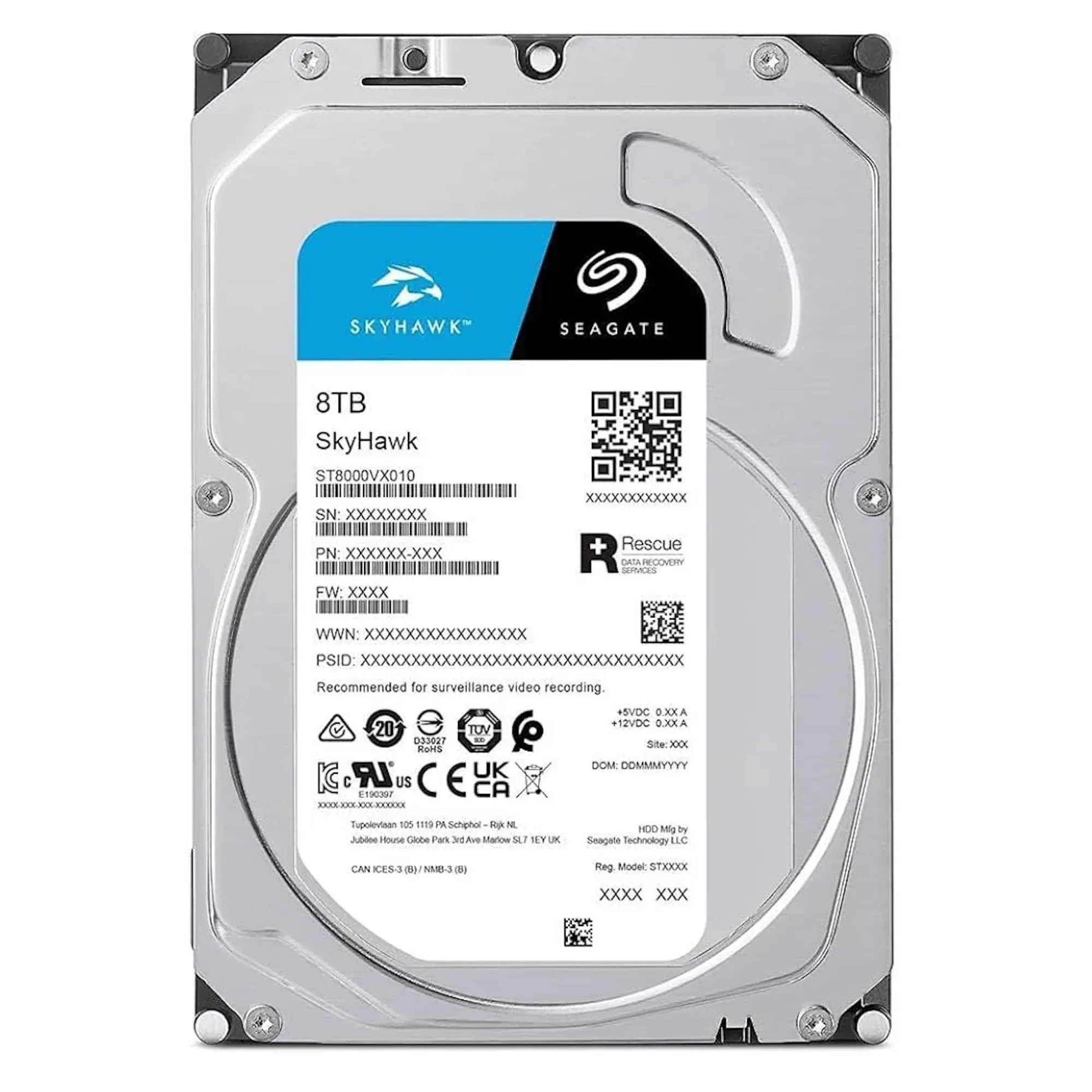 Жесткий диск HDD 8 Tb SATA 6Gb/s Seagate SkyHawk ST8000VX010 3.5” 256MB cache — фото 2