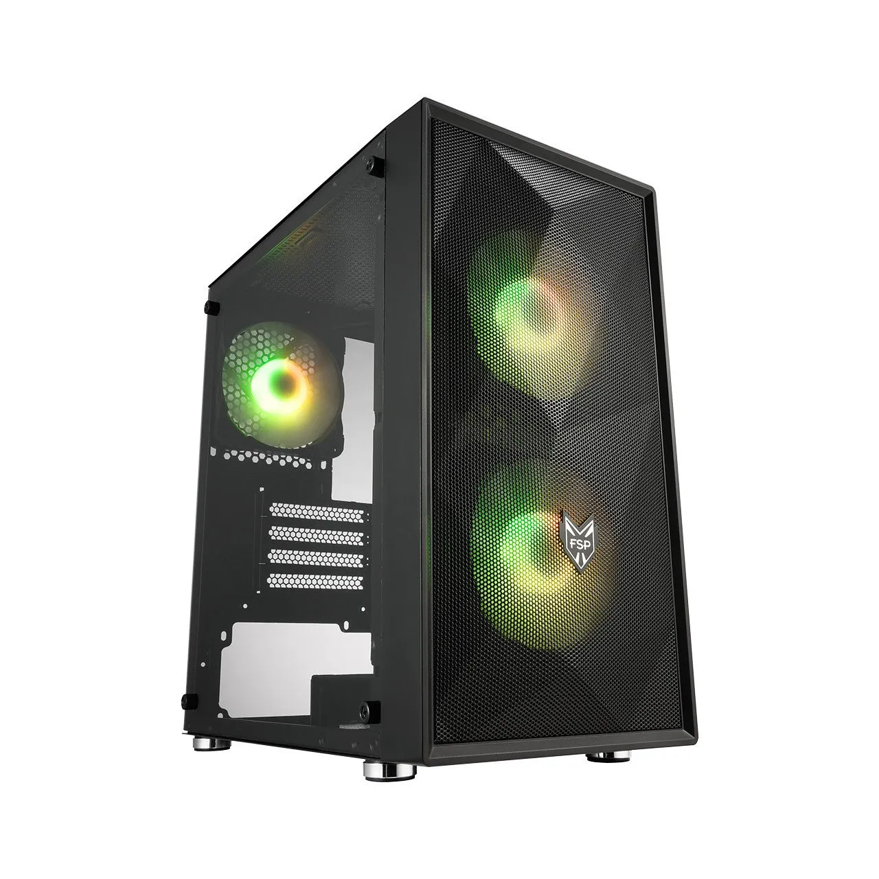 Компьютерный корпус FSP CST130A, Без БП, 1xUSB3.0/2xUSB2.0, 3xFAN120 RGB, Glass, Black, M-ATX — фото 2