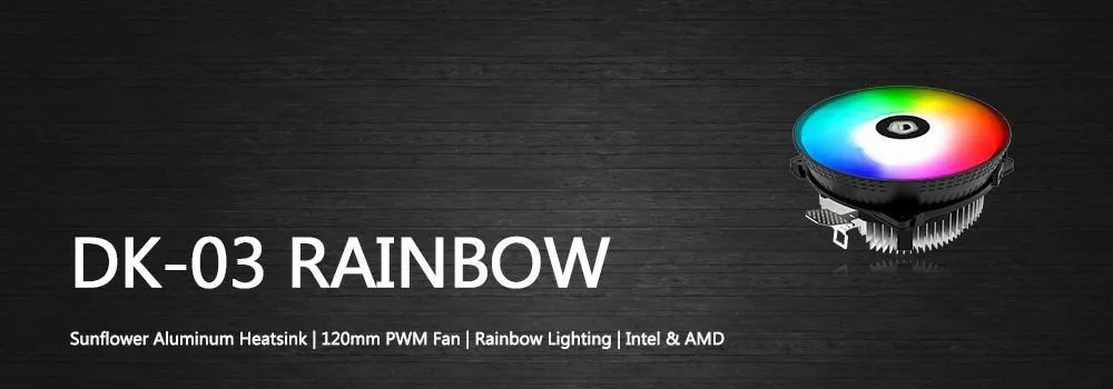 Кулер для процессора ID-Cooling DK-03 RAINBOW, S1700/1200/115x/AMD, 100W, 500-1800rpm, 61.5CFM, 4pin — фото 11