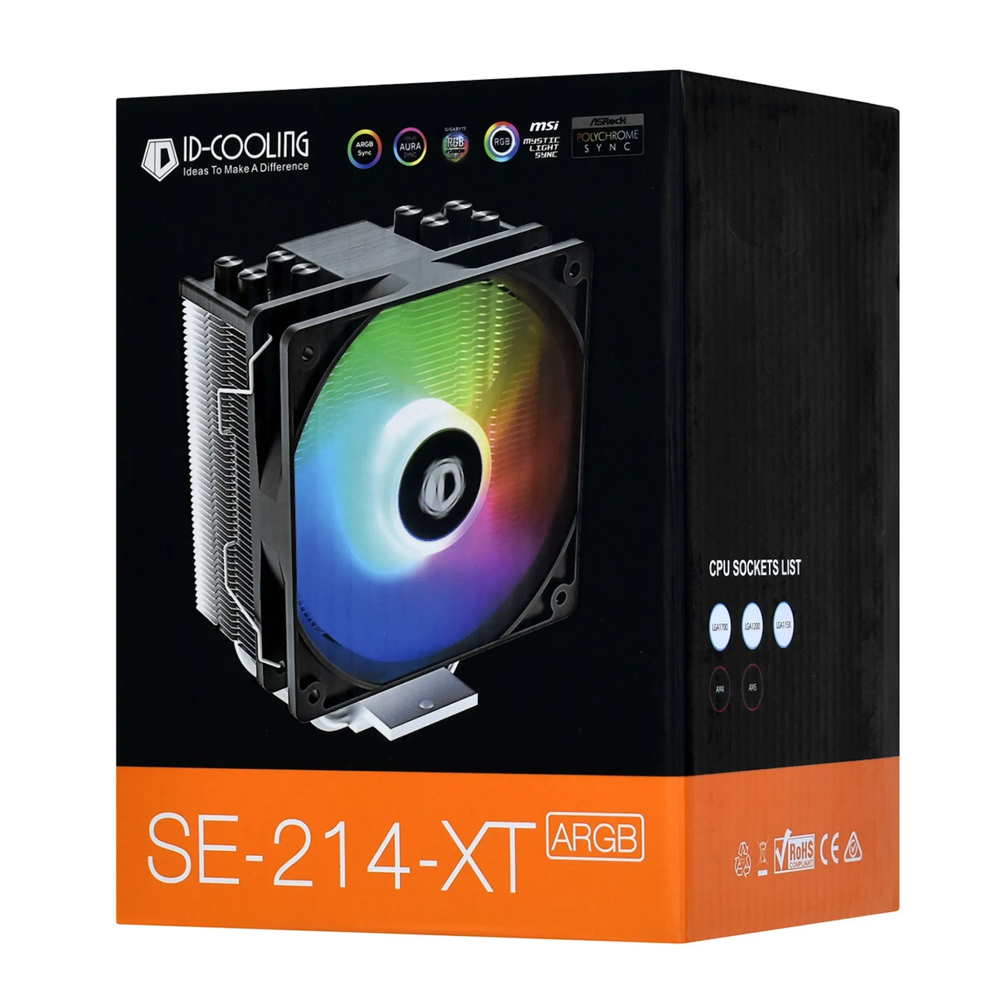 Кулер для процессора ID-Cooling SE-214-XT ARGB, S1700/1200/115x/AMD, 180W, 12cm, 500-1500rpm, 4pin — фото 2