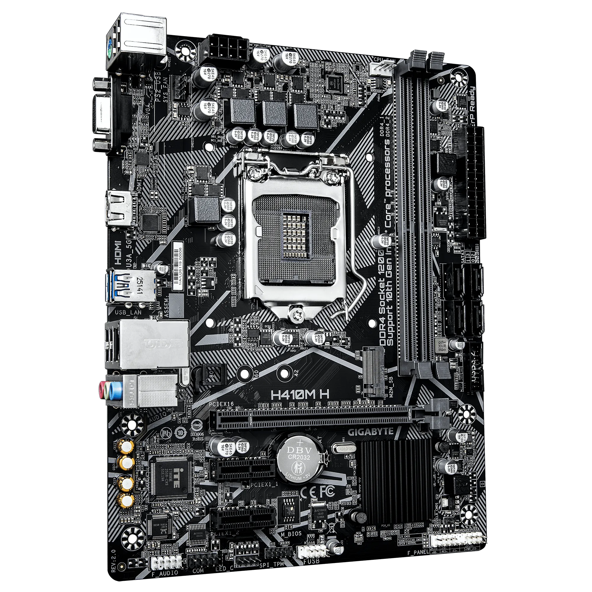 Материнская плата GIGABYTE H410M-H, LGA1200, H410, PCI-E, D-SUB+HDMI, 4xSATA, 2DDR4, MATX — фото 3