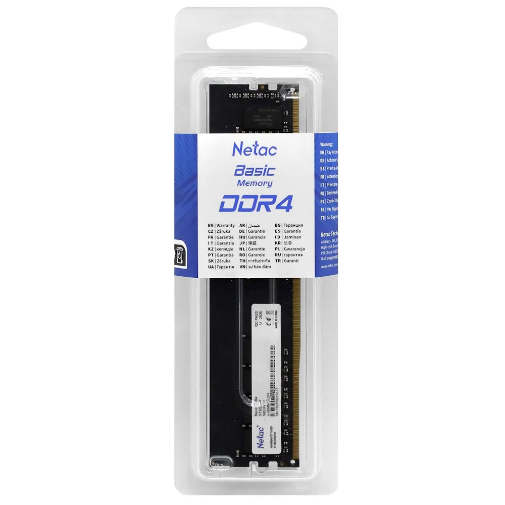 Модуль памяти Netac Basic, NTBSD4P32SP-16, DDR4 DIMM, 16Gb, 3200Mhz, C16