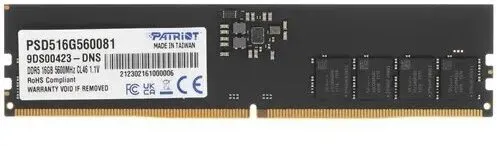 Модуль памяти Patriot Signature, PSD516G560081, DDR5, DIMM, 16Gb, 5600Mhz, CL46