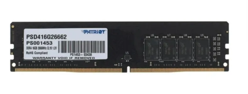 Модуль памяти Patriot, PSD416G26662, DDR4, 16 GB ,DIMM <PC4-21300/2666MHz> CL19, 8 chip