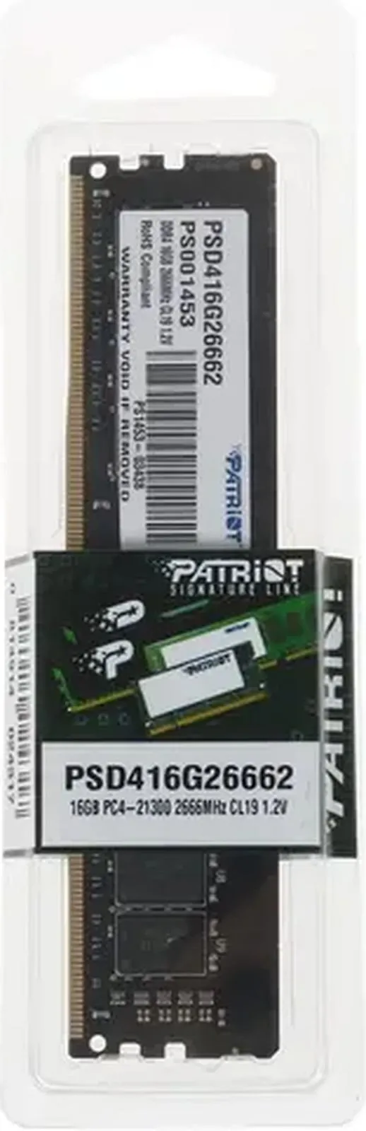 Модуль памяти Patriot, PSD416G26662, DDR4, 16 GB ,DIMM <PC4-21300/2666MHz> CL19, 8 chip — фото 3