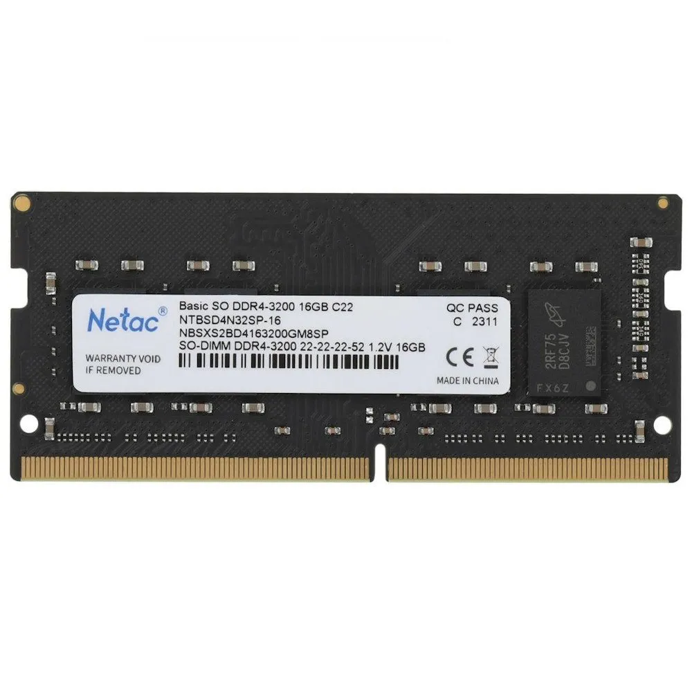Модуль памяти для ноутбука Netac Basic, NTBSD4N32SP-16, DDR4 SO-DIMM, 16Gb, 3200Mhz, C22 — фото 2