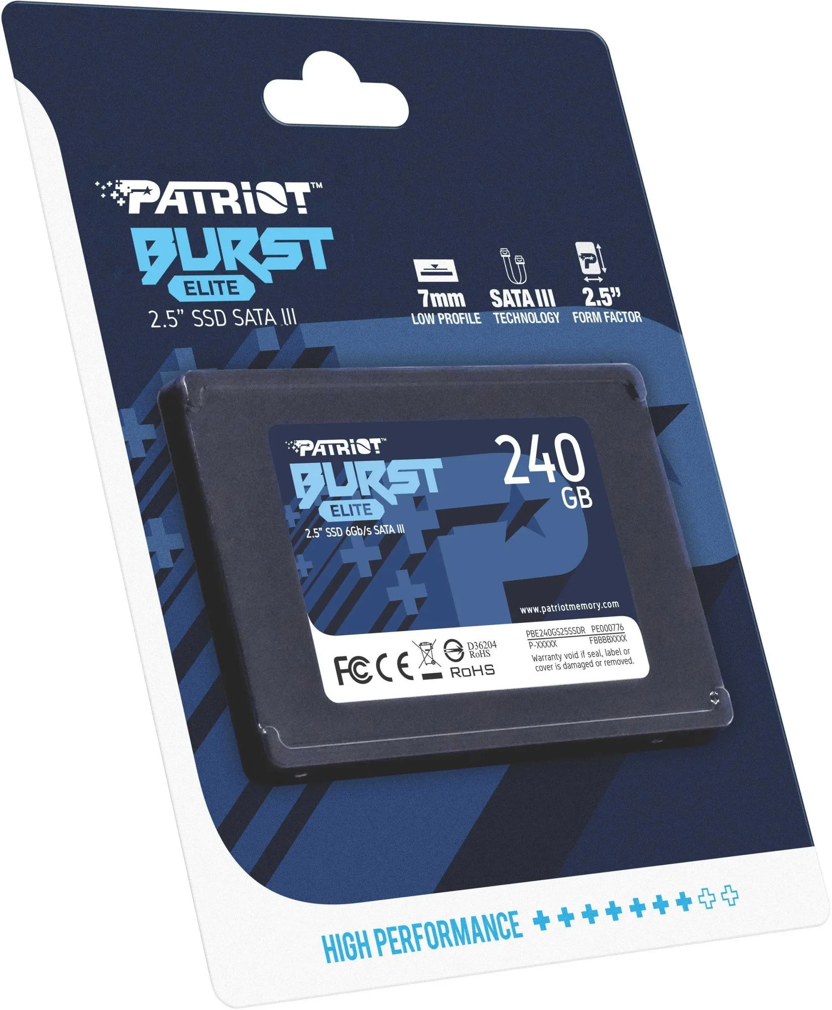 Твердотельный накопитель SSD 240 Gb SATA 6Gb/s Patriot Burst Elite PBE240GS25SSDR 2.5" 3D QLC — фото 6