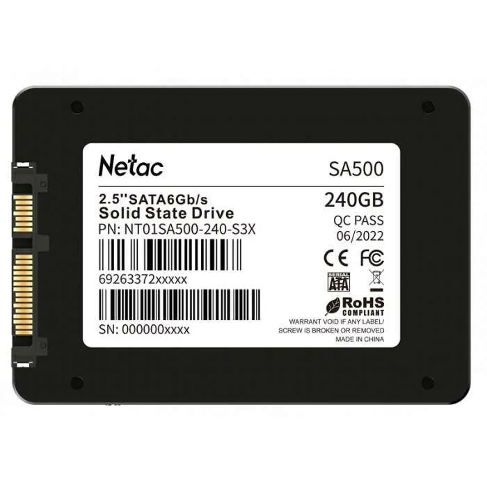 Твердотельный накопитель SSD 240Gb, SATA 6 Gb/s, Netac SA500, 2.5", 3D TLC, 520R/450W — фото 9