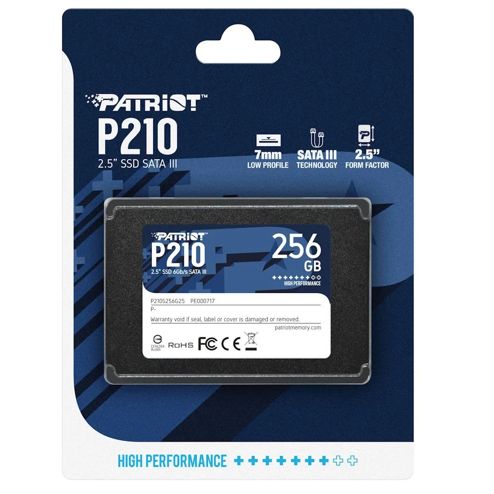 Твердотельный накопитель SSD 256 Gb SATA 6Gb/s Patriot P210 P210S256G25 2.5" 3D TLC