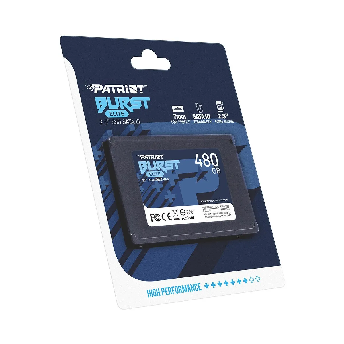 Твердотельный накопитель SSD 480 Gb SATA 6Gb/s Patriot Burst Elite PBE480GS25SSDR 2.5" 3D QLC