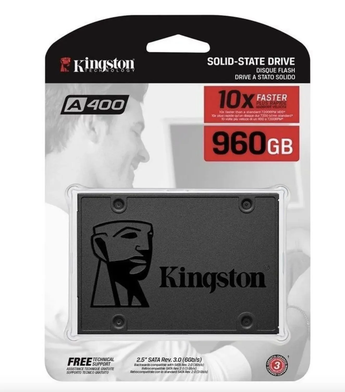 Твердотельный накопитель SSD 960 Gb SATA 6Gb/s Kingston A400  SA400S37/960G  2.5" TLC