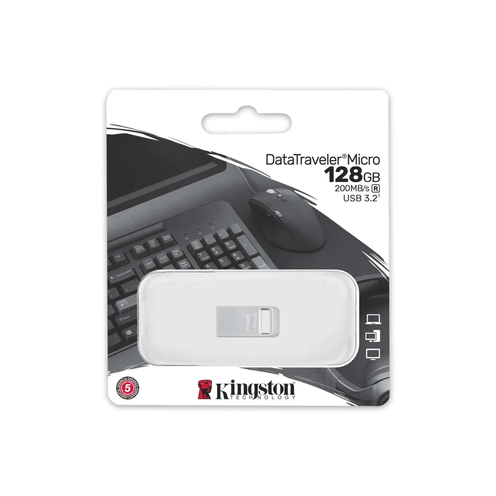 Флэш-накопитель Kingston 128Gb USB3.2 Gen1 Data Traveler Micro 3.2 USB (Metal case) — фото 3