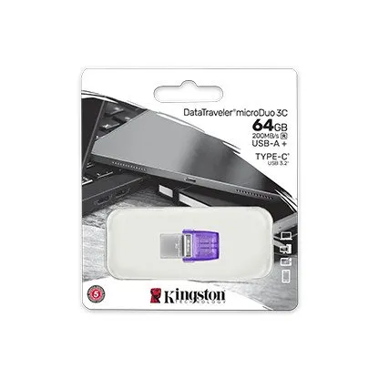 Флэш-накопитель Kingston 64Gb USB3.2+Type-C Data Traveler MicroDuo 3C (Metal) — фото 3