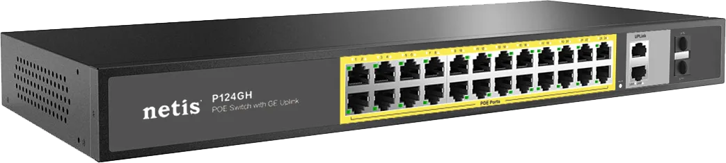 Коммутатор Netis P124GH, 24x10/100 LAN PoE, 2xGigabit Uplink, 2xSFP, 320W PoE — фото 3