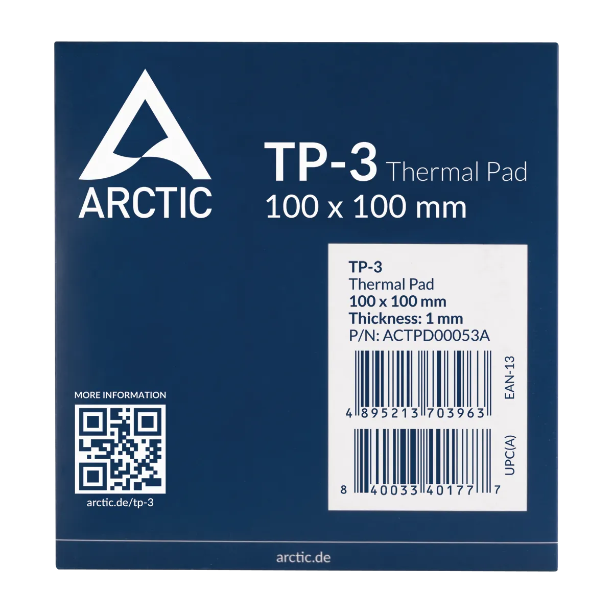 Термопрокладка ARCTIC TP-3, ACTPD00053A, 100x100х1mm, 3.4g/cm3