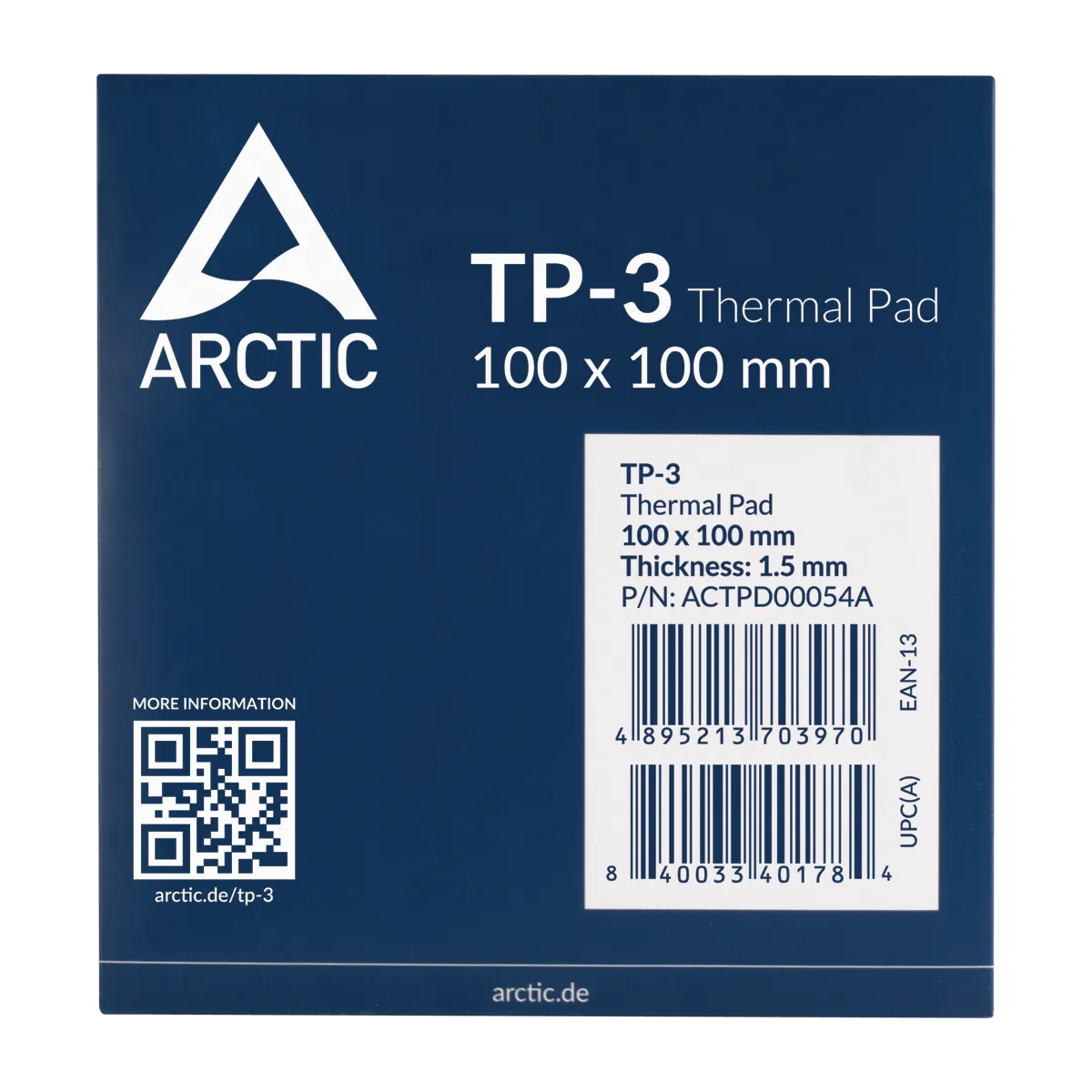 Термопрокладка ARCTIC TP-3, ACTPD00054A, 100x100х1.5mm, 3.4g/cm3 — фото 1