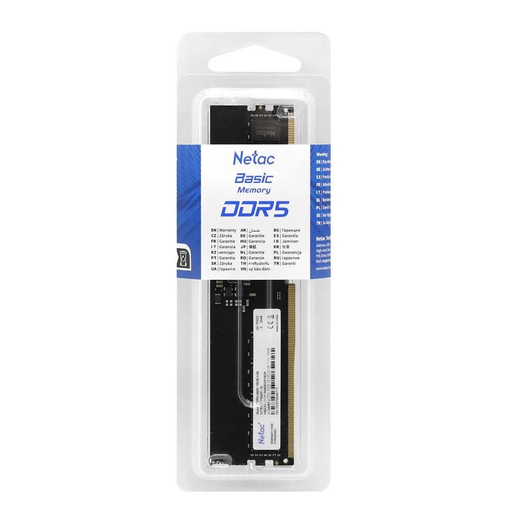Модуль памяти Netac Basic, NTBSD5P56SP-16, DDR5 DIMM, 16Gb, 5600Mhz, C46