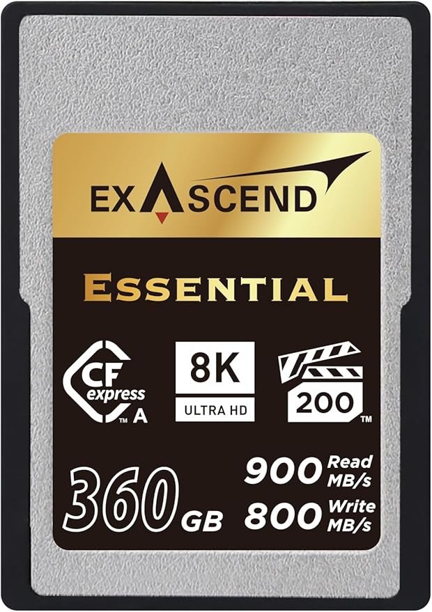 Карта памяти CFexpress Type A, 360Gb, Exascend Essential, VPG200 - 8K, PCIe3.0, R900/W800