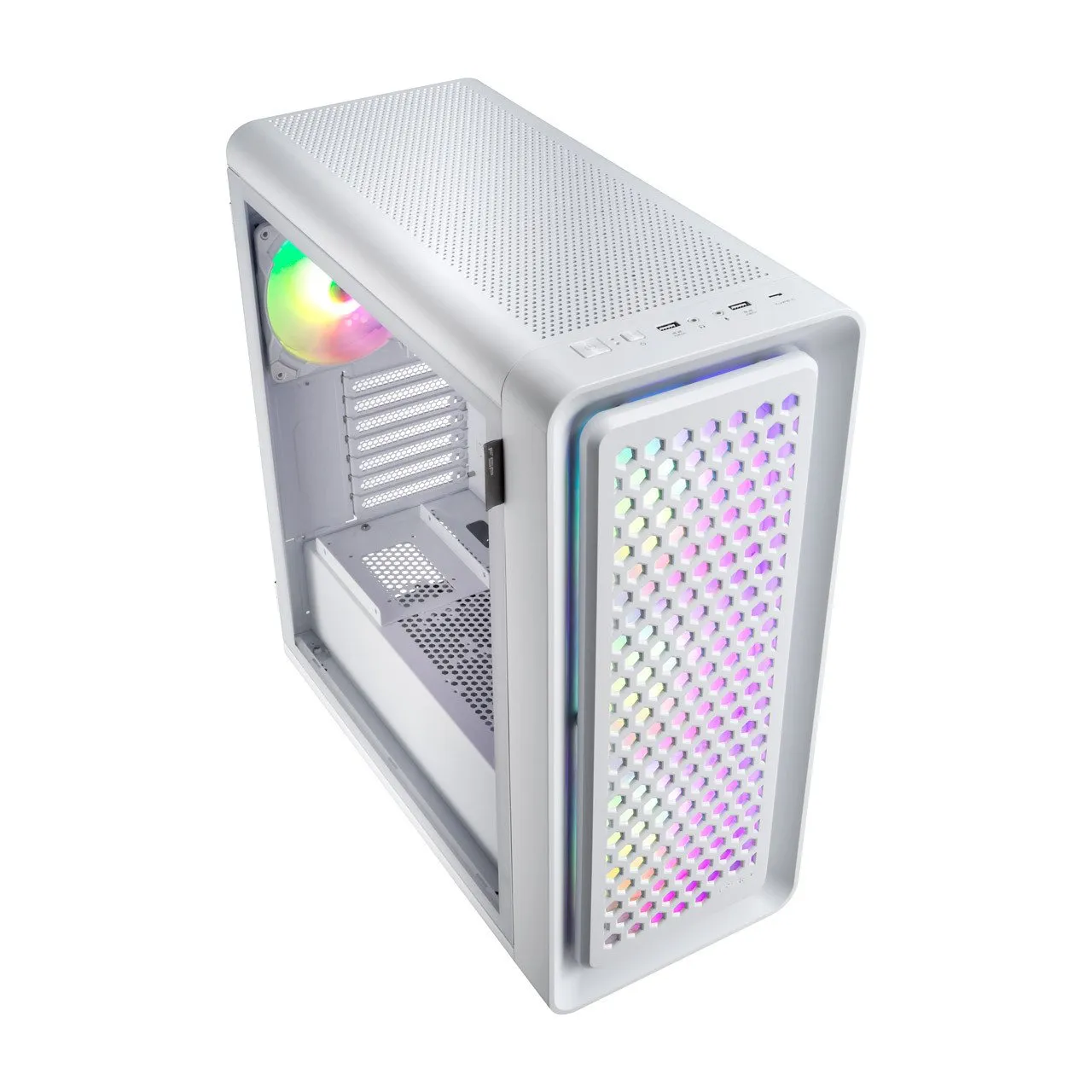 Компьютерный корпус FSP CUT593P(W), Без БП, 2xUSB3.0/Type-C, 4xFAN140 ARGB, Glass, White, E-ATX — фото 2