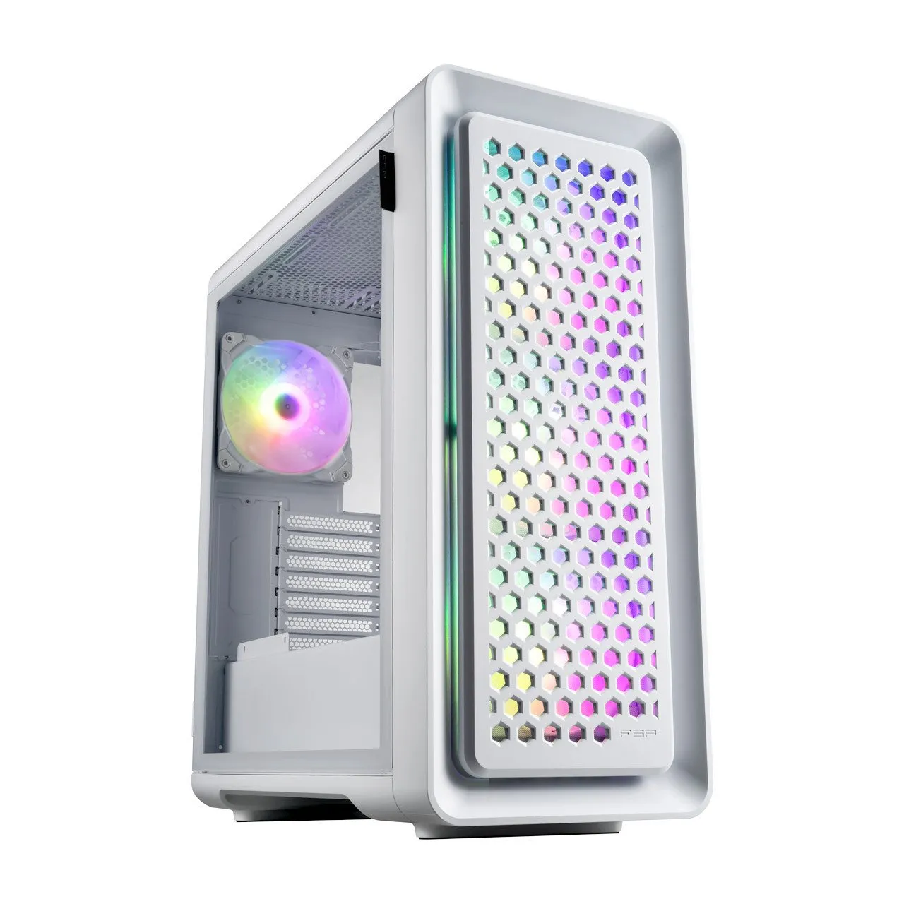 Компьютерный корпус FSP CUT593P(W), Без БП, 2xUSB3.0/Type-C, 4xFAN140 ARGB, Glass, White, E-ATX — фото 6