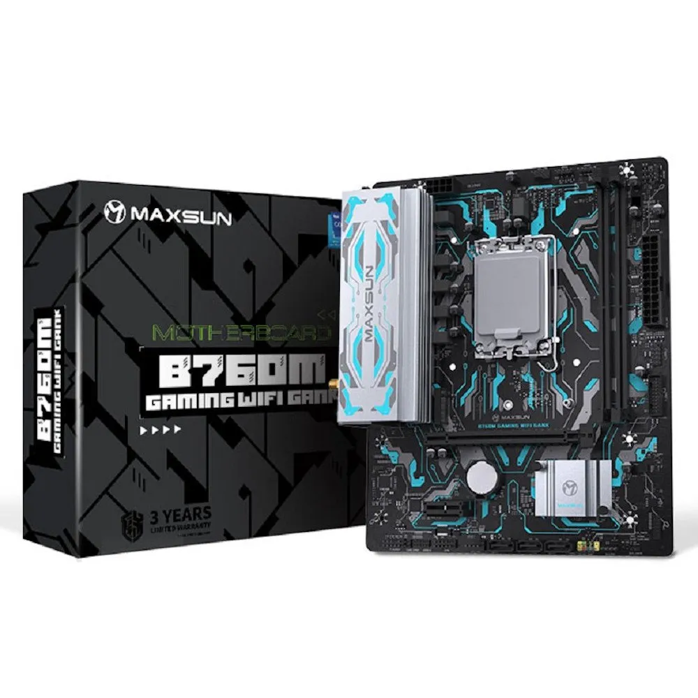 Материнская плата MaxSun B760M GAMING WIFI GANK, LGA1700, 2xDDR5, 3xSATA, 1xM.2, HDMI+VGA, mATX