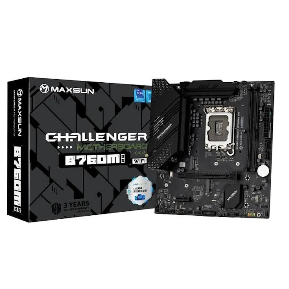 Материнская плата MaxSun Challenger B760M D5 WIFI, LGA1700, 2xDDR5, 3xSATA, 2xM.2, HDMI+VGA, mATX