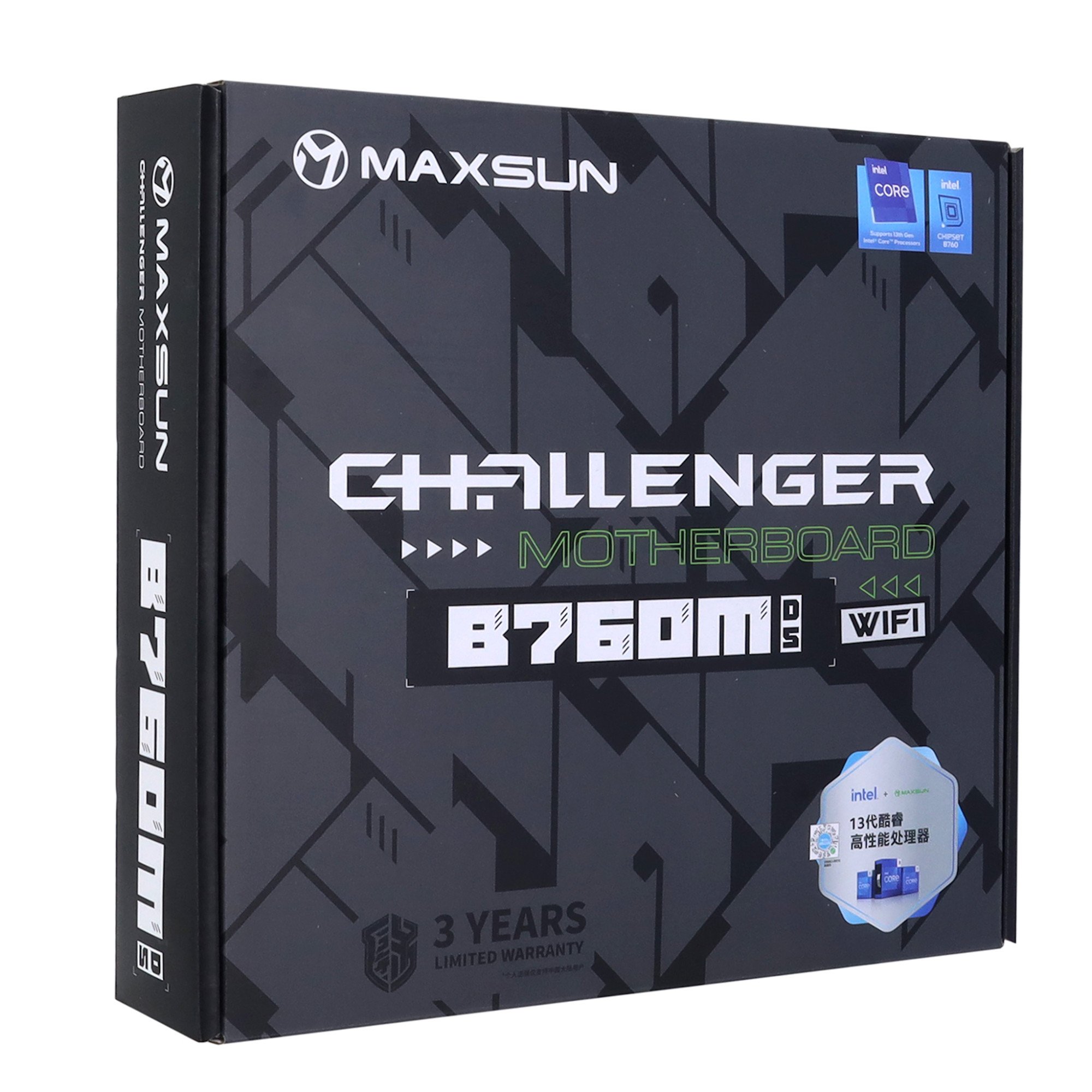 Материнская плата MaxSun Challenger B760M D5 WIFI, LGA1700, 2xDDR5, 3xSATA, 2xM.2, HDMI+VGA, mATX