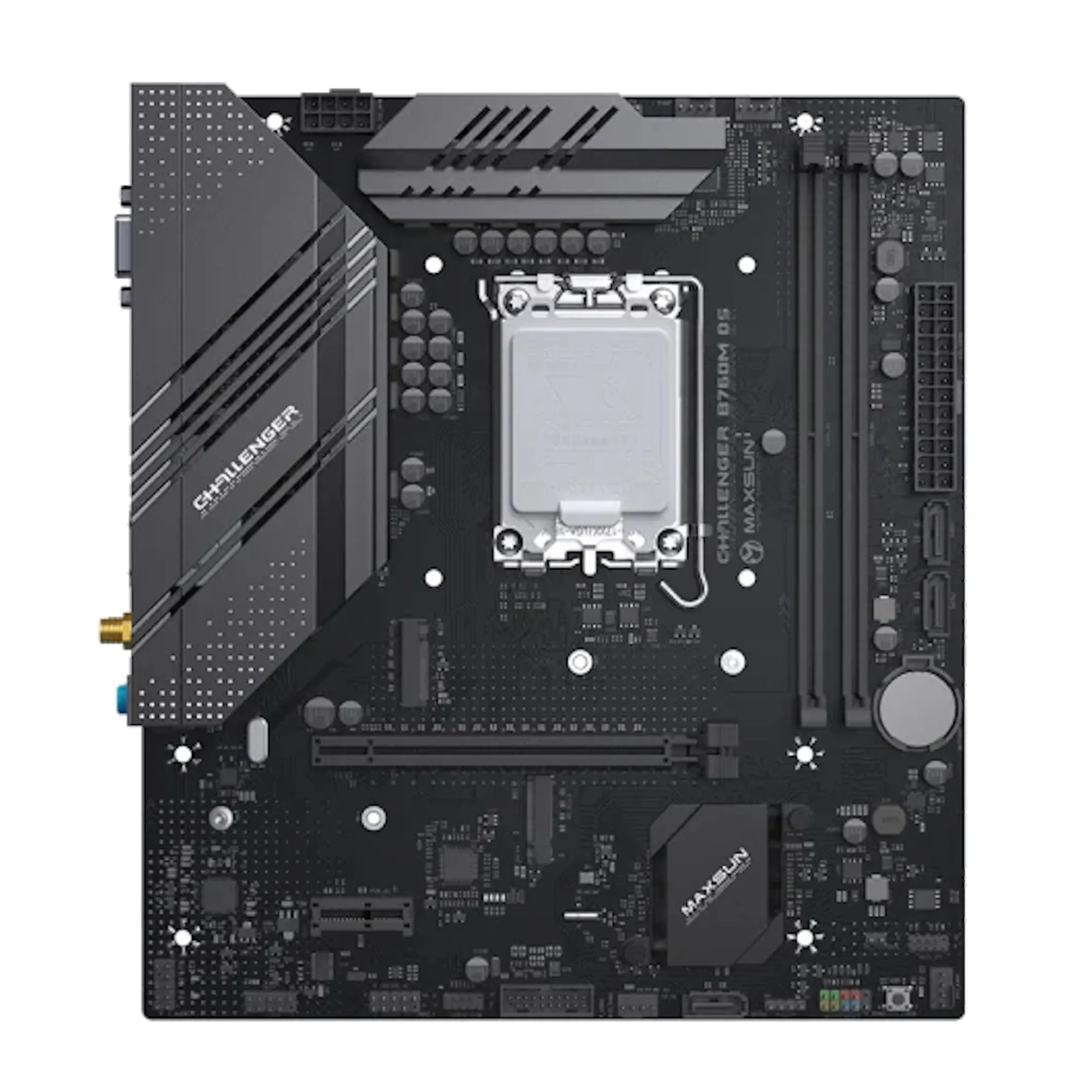 Материнская плата MaxSun Challenger B760M D5 WIFI, LGA1700, 2xDDR5, 3xSATA, 2xM.2, HDMI+VGA, mATX — фото 2