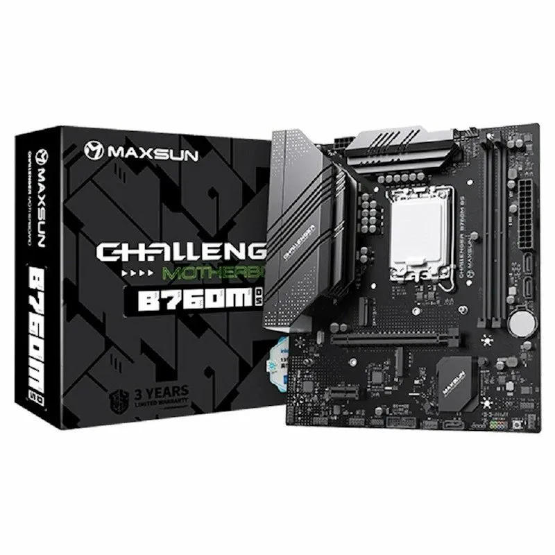 Материнская плата MaxSun Challenger B760M D5, LGA1700, 2xDDR5, 3xSATA, 2xM.2, HDMI+VGA, mATX