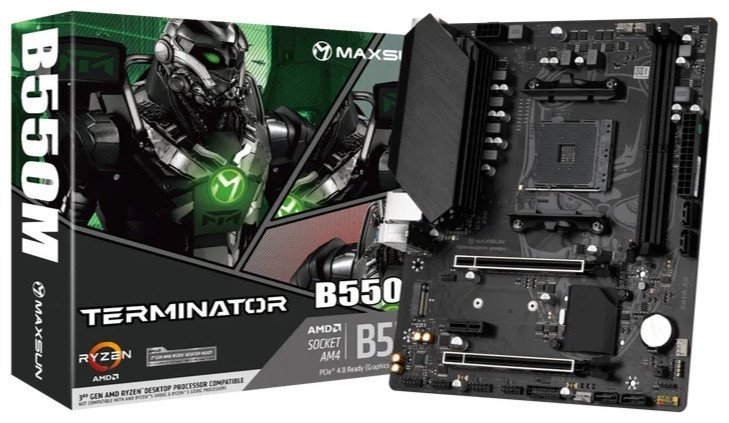 Материнская плата MaxSun Terminator B550M, AM4, 2xDDR4, HDMI+VGA, PCIe4.0, 4xSATA, 1xM.2, mATX