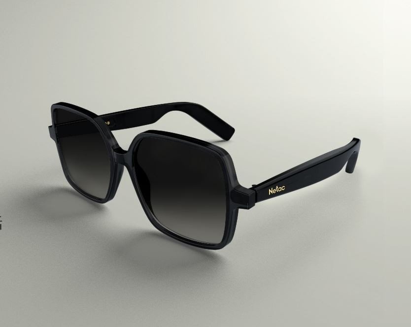 Умные очки с наушниками Netac LK-EW07, 35g, 6/150h, IP64, шумопод., Anti-light lenses, Black