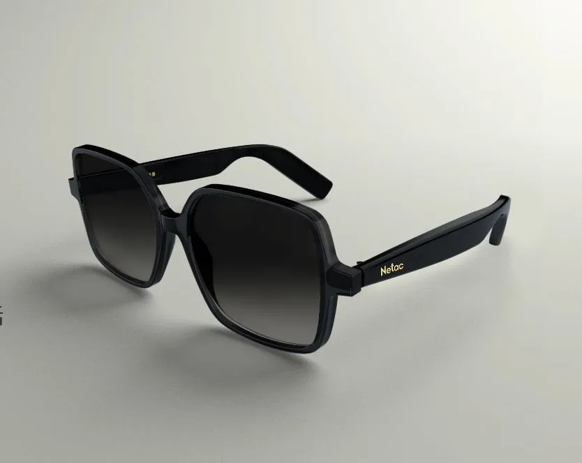 Умные очки с наушниками Netac LK-EW07, 35g, 6/150h, IP64, шумопод., Anti-light lenses, Black