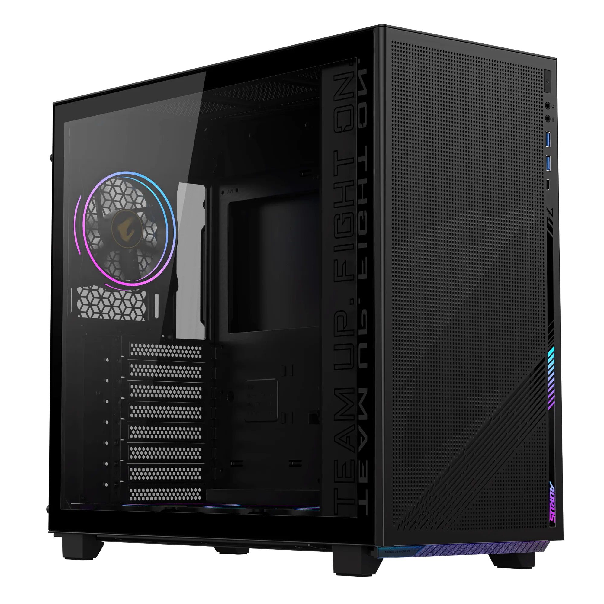 Компьютерный корпус GigaByte AORUS C400 GLASS, Без БП, 2xUSB3.0/Type-C, 4xARGB, Glass, Black, ATX — фото 8