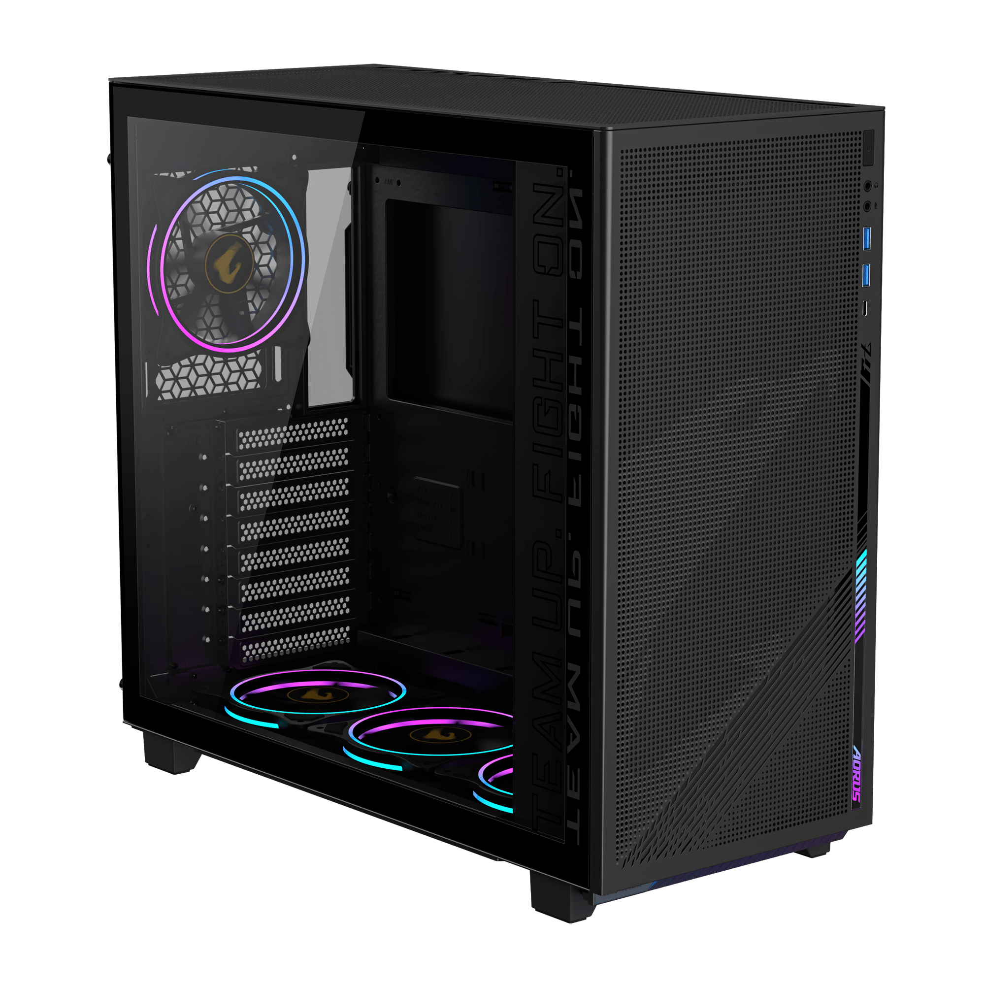 Компьютерный корпус GigaByte AORUS C400 GLASS, Без БП, 2xUSB3.0/Type-C, 4xARGB, Glass, Black, ATX