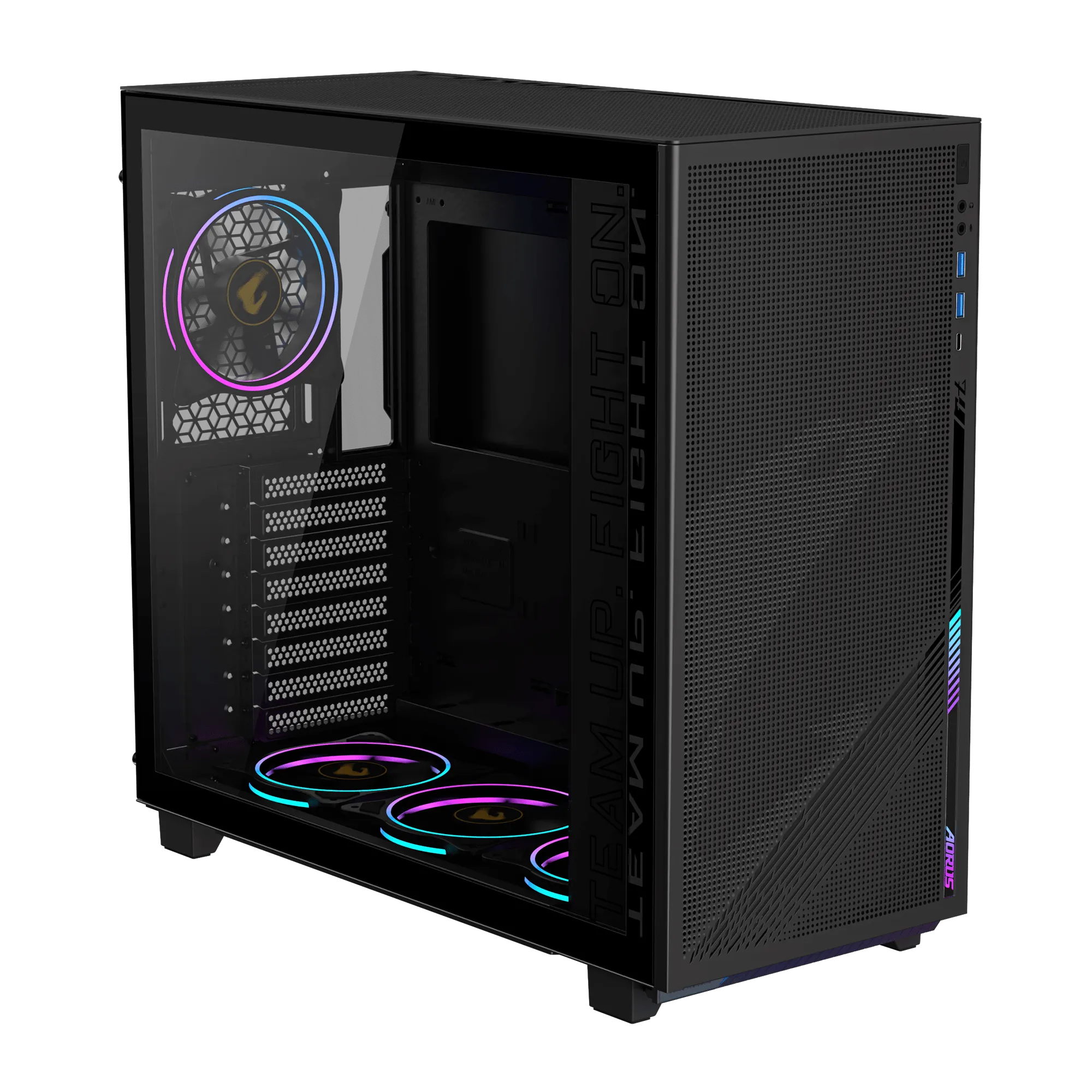 Компьютерный корпус GigaByte AORUS C400 GLASS, Без БП, 2xUSB3.0/Type-C, 4xARGB, Glass, Black, ATX