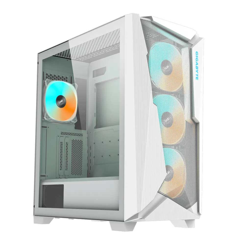 Компьютерный корпус GigaByte C301 GLASS WHITE V2, Без БП, 2xUSB3.0/Type-C, 4xARGB, White, E-ATX