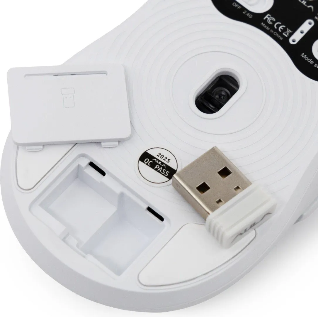 Мышь AULA SC580X, PAW3325-10000dpi, 1000Hz, 500mAh, 2.4/BT/cable, 6 buttons, Lightweight(84g), White — фото 13