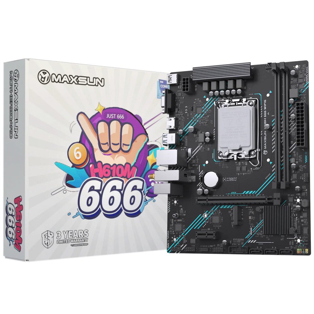 Материнская плата MaxSun MS-H610M 666 WIFI6, LGA1700, 2xDDR4, PCIe4.0, HDMI+VGA, M.2, mATX