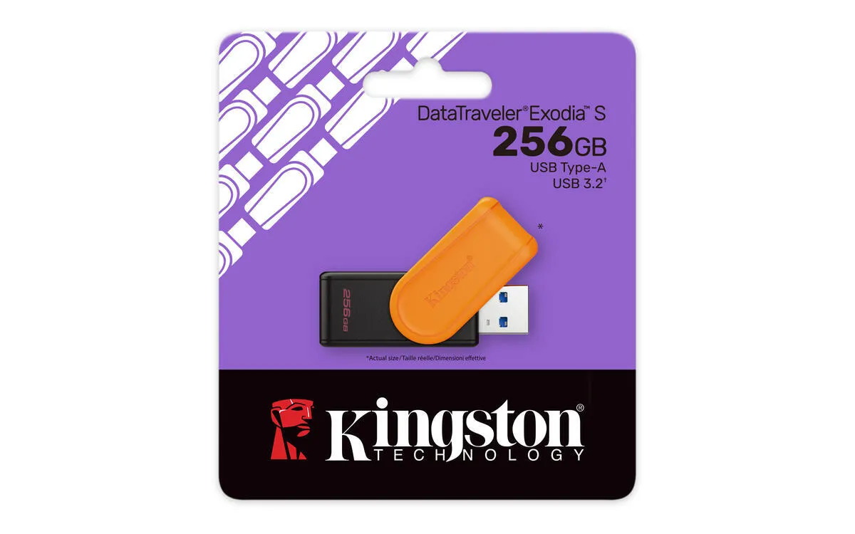 Флэш-накопитель Kingston 256Gb USB3.2 Gen1 Data Traveler Exodia S (Black+Orange) — фото 3